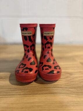 Hunter Kids Red Leopard Rain Boots